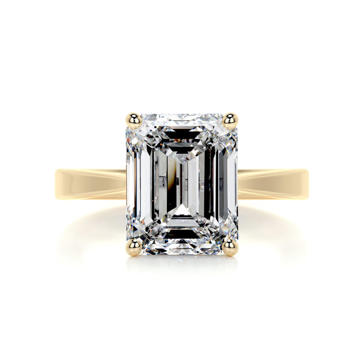 3.24ct Emerald Cut Moissanite Solitaire Style Engagement Ring