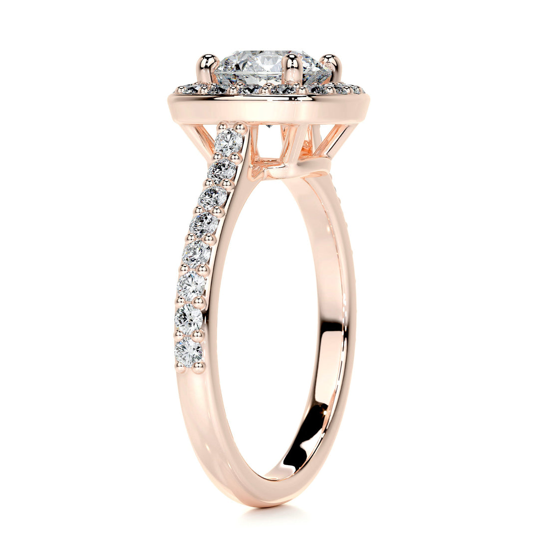 1.5 Carat Cut Round Halo Moissanite Engagement Ring