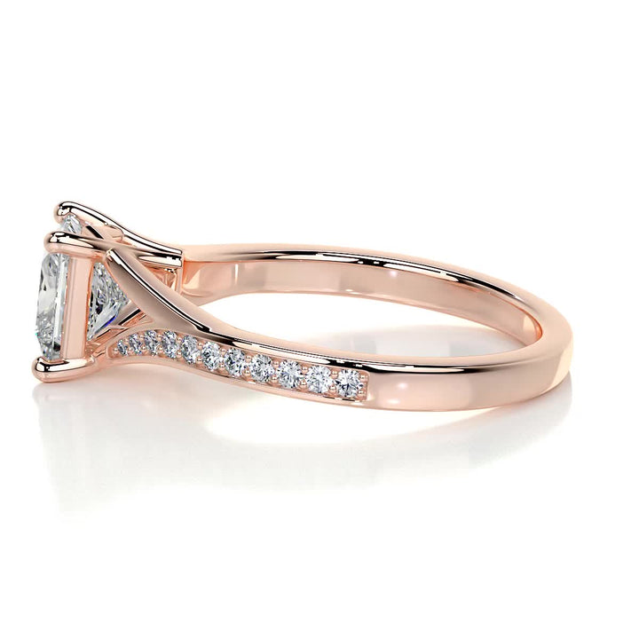 1.15 Carat Princess Cut Pave Moissanite Engagement Ring