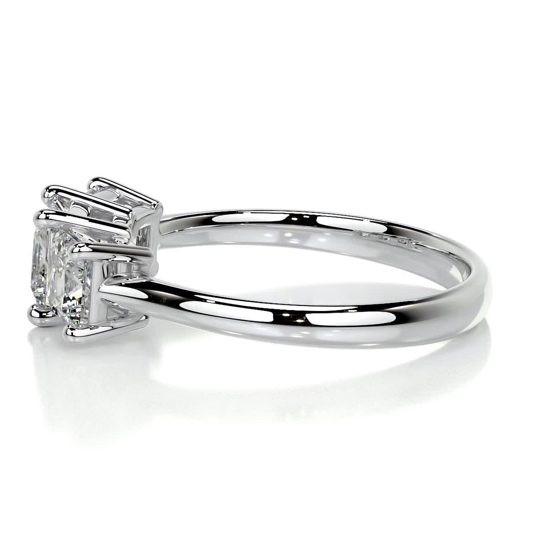 1.50 Carat Princess Cut Three Stone Moissanite Diamond Engagement Ring