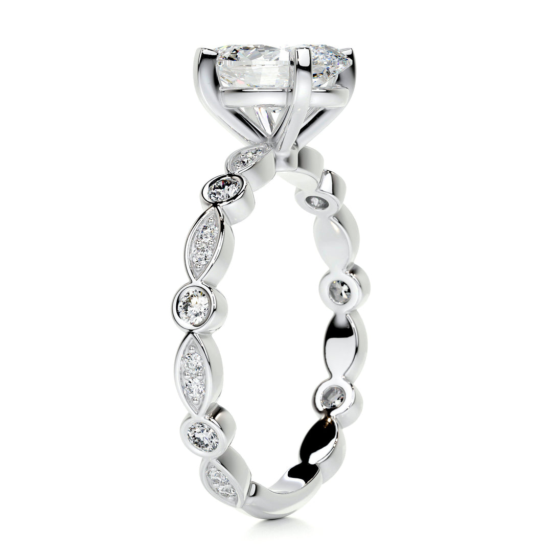 2.60 Carat Oval Cut Moissanite Unique Style Engagement Ring