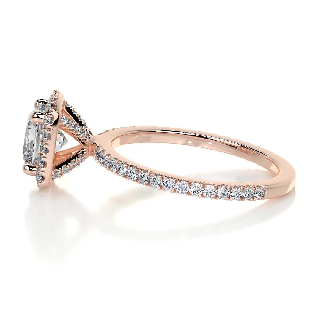 1.80ct Cushion Cut Halo Moissanite Engagement Ring In 18K Yellow | White | Rose Gold