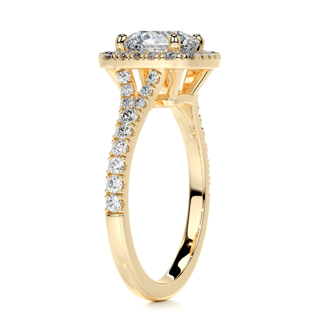 1.5ct Carat Round Cut Halo Moissanite Engagement Ring