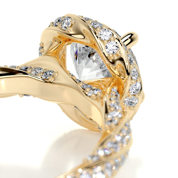 1.35 Carat Round Cut Unique Halo Moissanite Engagement Ring