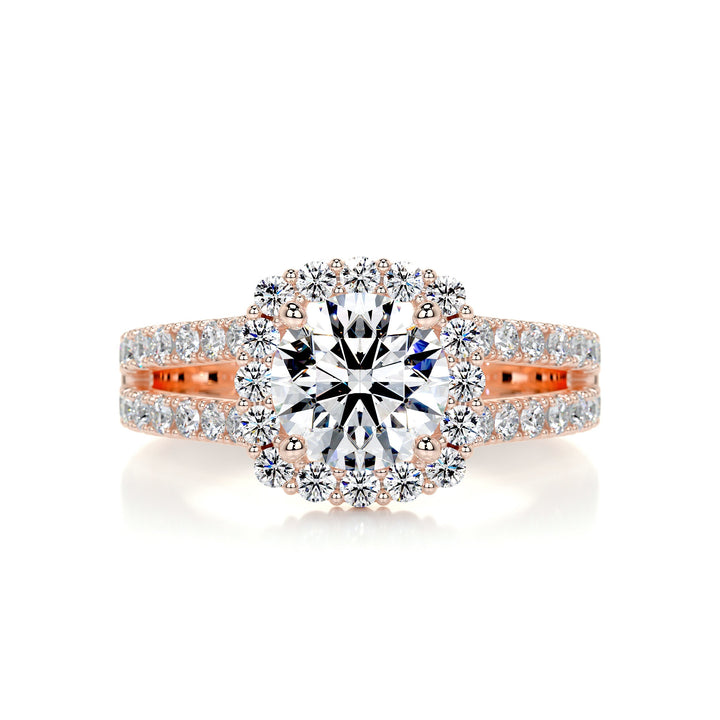 3 Carat Round Cut Halo Style Moissanite Twisted Engagement Ring