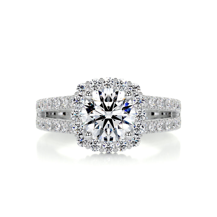 3 Carat Round Cut Halo Style Moissanite Twisted Engagement Ring