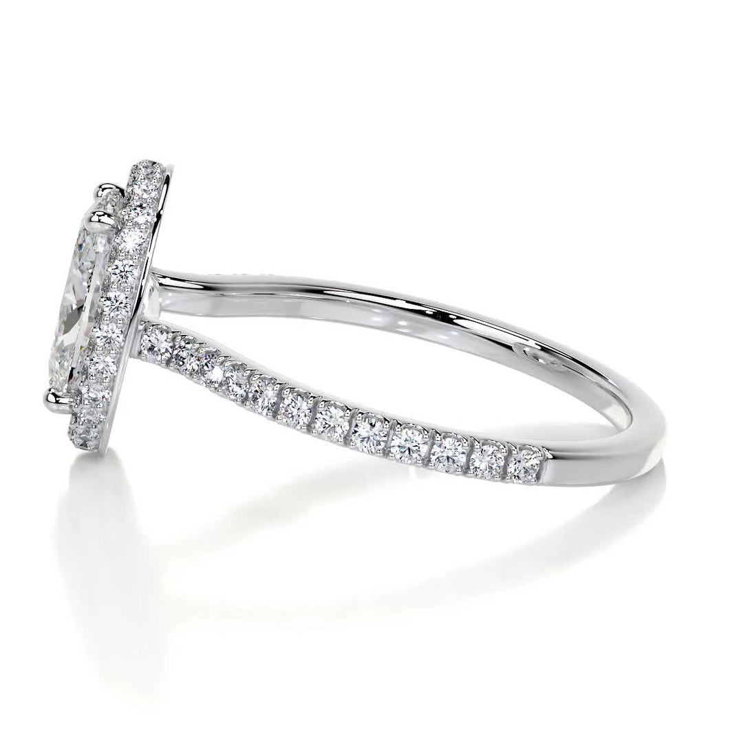 2.0 Carat Oval Cut Halo Style Moissanite Engagement Ring