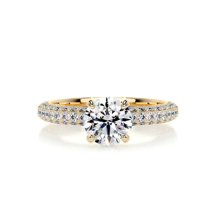 1.5 Carat Round Cut 3 Side Pave Moissanite Engagement Ring