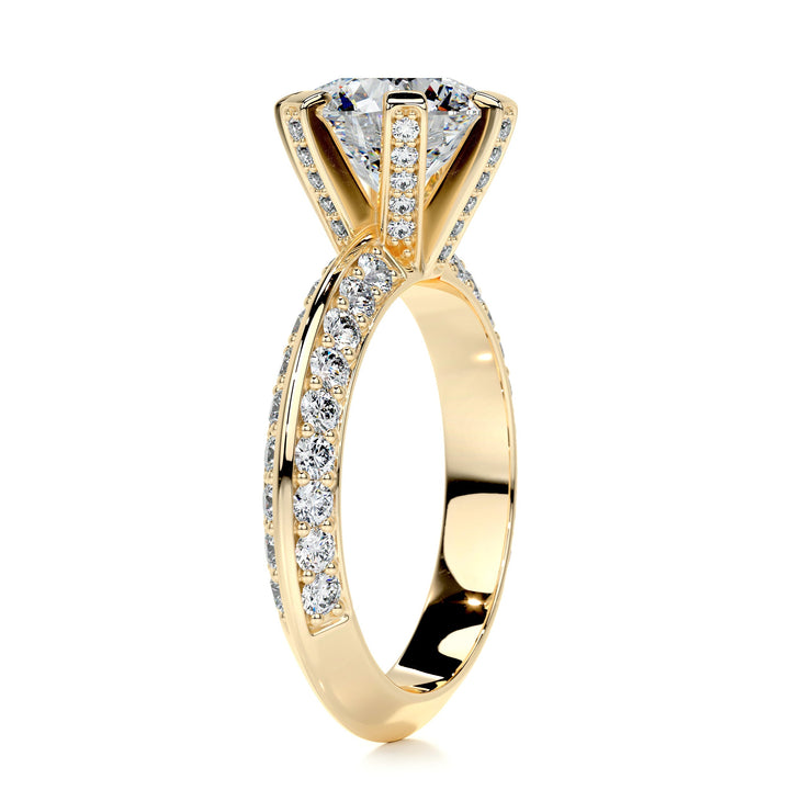 1.5 Carat Round Cut 2 Side Pave Moissanite Unique Style Engagement Ring