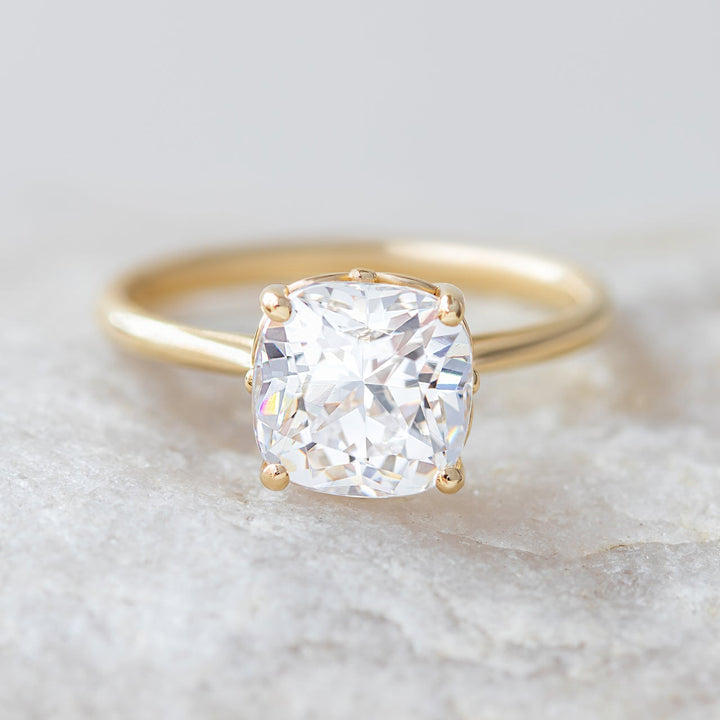 1.80CT Cushion Cut Moissanite Solitaire Engagement Ring