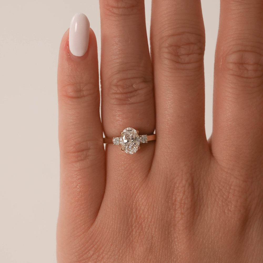 1.20CT Oval Moissanite Diamond Three Stone Engagement Ring