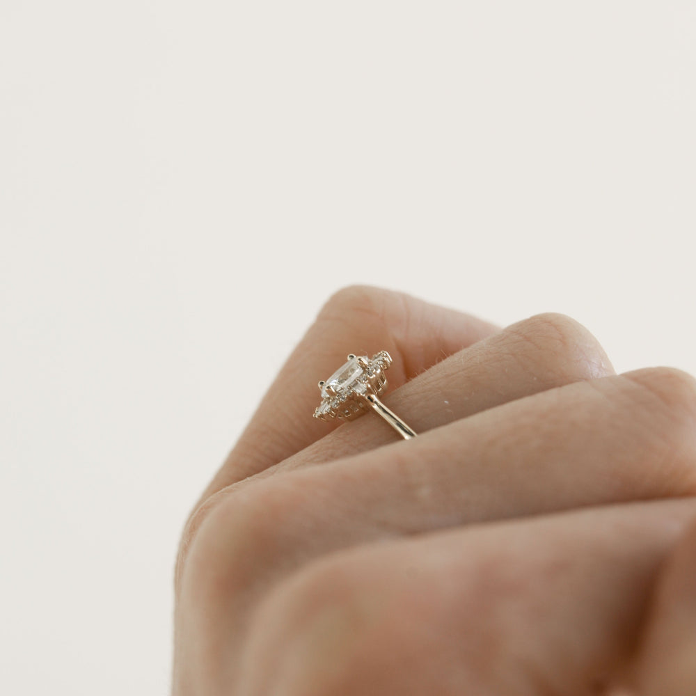 0.75CT Oval Moissanite Diamond Cluster Engagement Ring