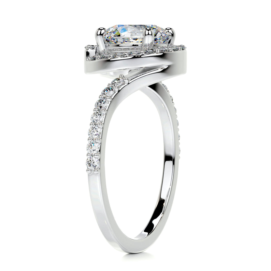 1.50ct Round Cut Halo Style Moissanite Tension Setting Engagement Ring