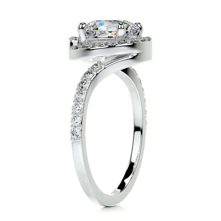 1.50ct Round Cut Halo Style Moissanite Tension Setting Engagement Ring