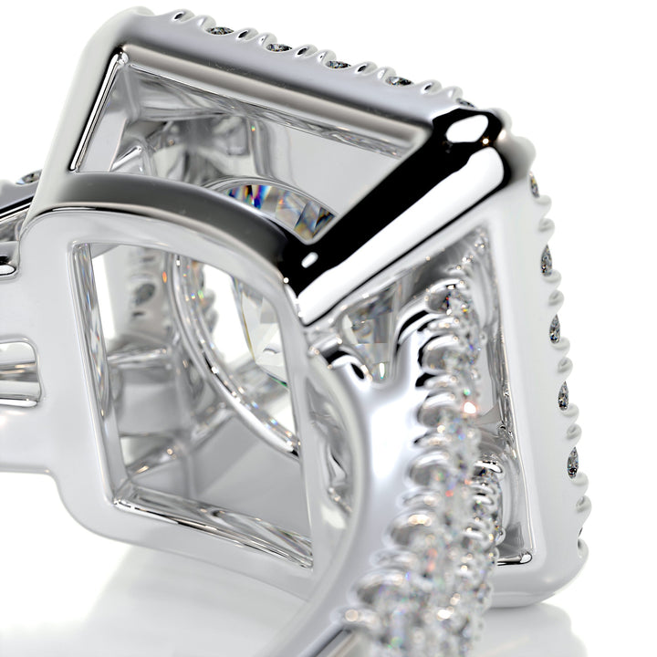 2.0 carat Round Cut Moissanite Halo Split Shank Engagement Ring