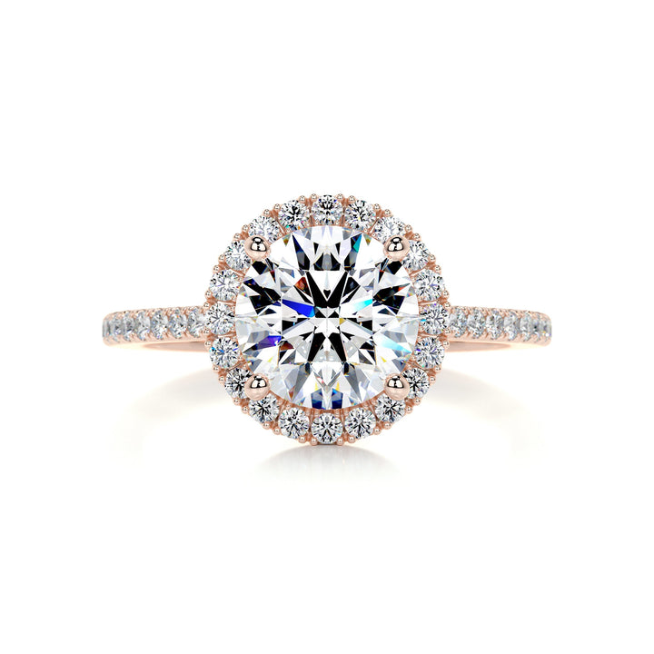 2.0ct Round cut Halo Style Unique Moissanite Engagement Ring