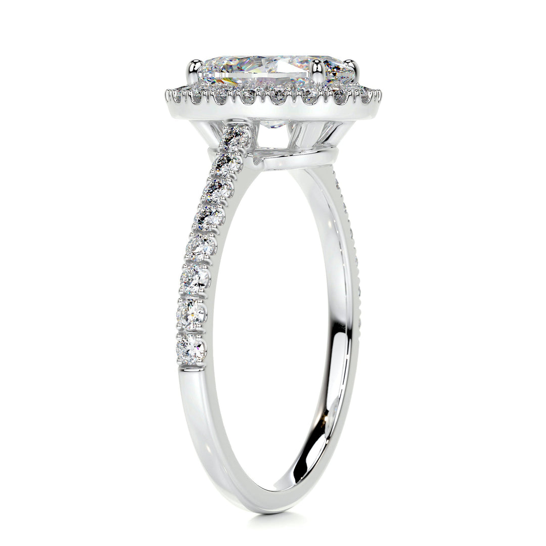 2.72 Carat Oval Cut Halo Style Moissanite Engagement Ring