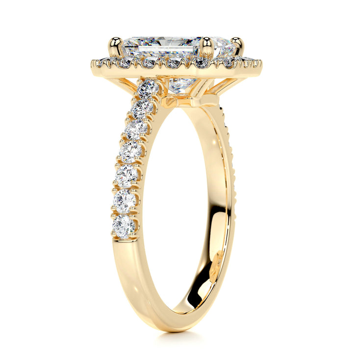 1.80 Carat Radiant Cut Halo Style Moissanite Engagement Ring
