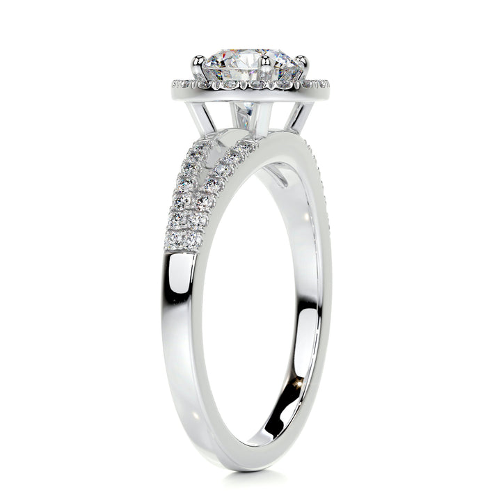 1.20ct Round Cut Halo Style Moissanite Twisted Engagement Ring
