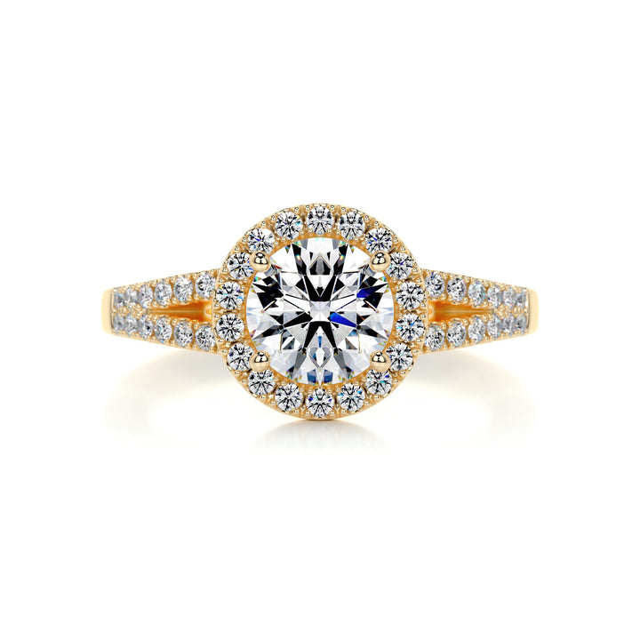 1.20ct Round Cut Halo Style Moissanite Twisted Engagement Ring