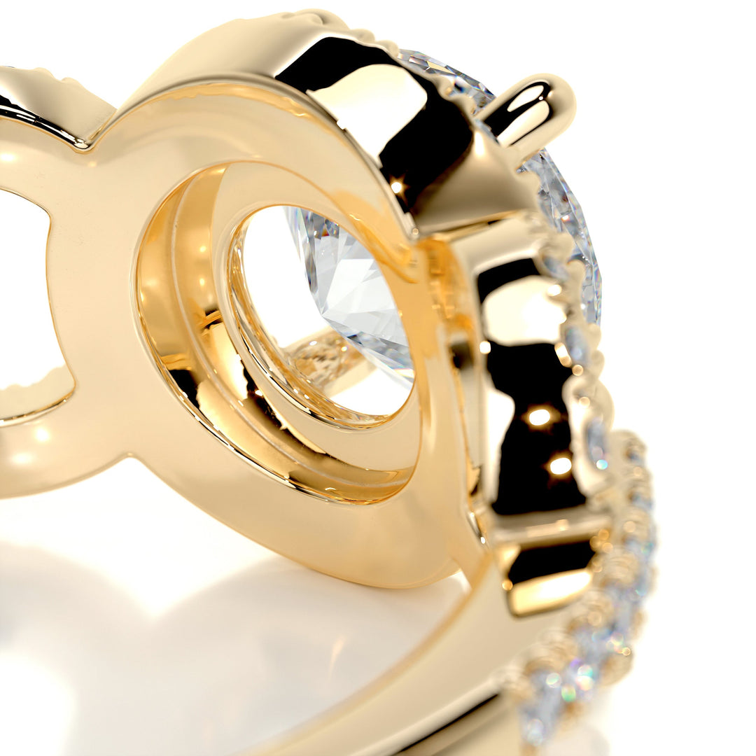 1.0ct Round Cut Unique & Vintage Halo Style Moissanite Engagement Ring