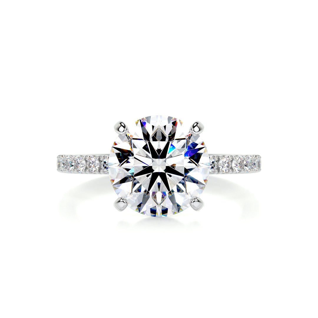3.0ct Round Cut Hidden Halo Style Pave Moissanite Engagement Ring