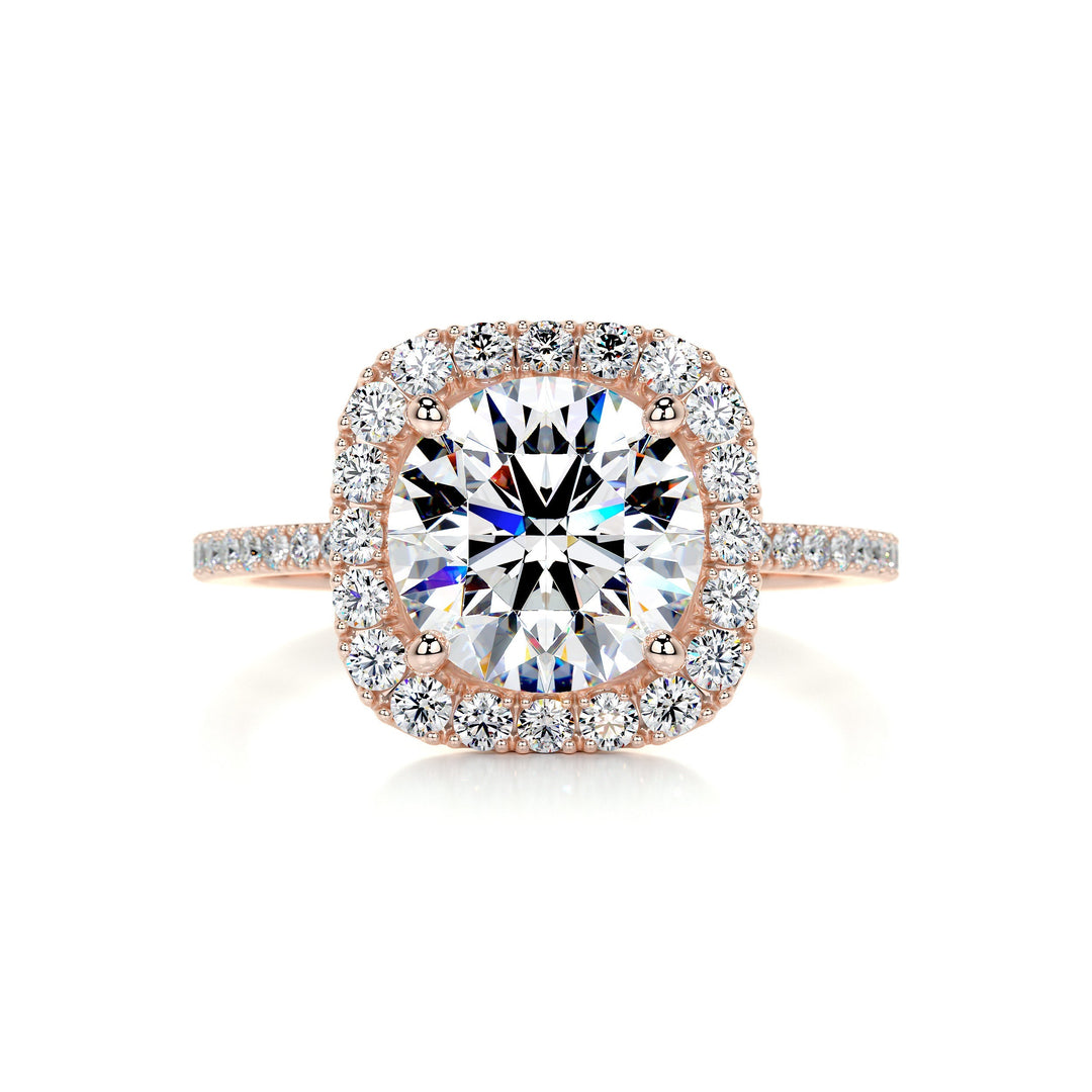 2.75ct Cushion Cut Double Halo Style Moissanite Pave Engagement Ring