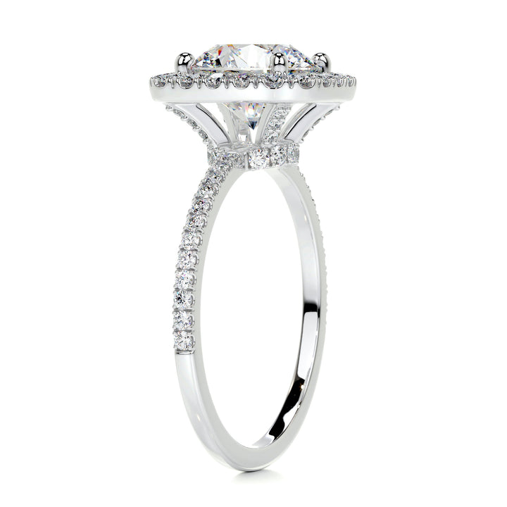 2.75ct Cushion Cut Double Halo Style Moissanite Pave Engagement Ring