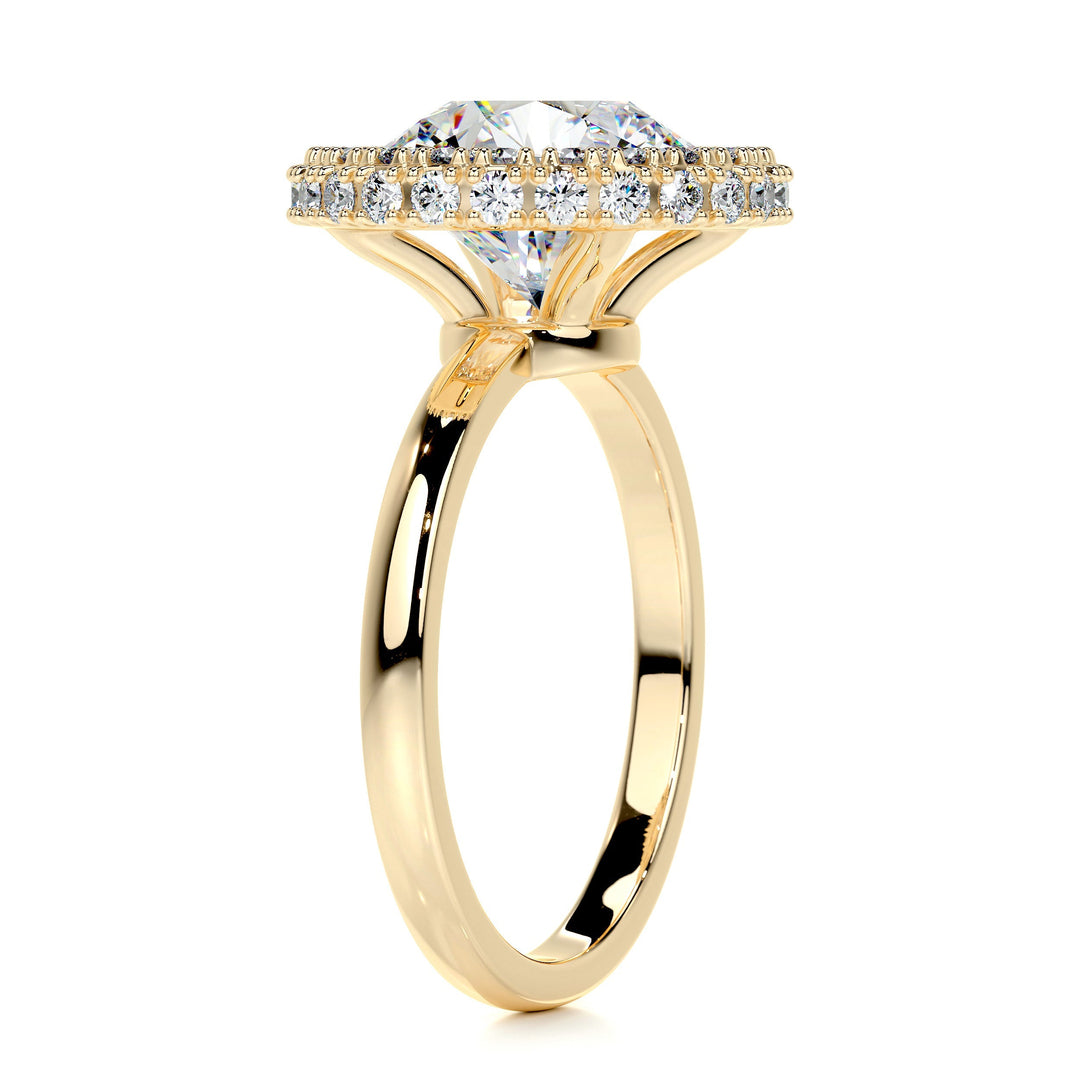 2.26ct Round Cut Unique Style Double Halo Moissanite Engagement Ring