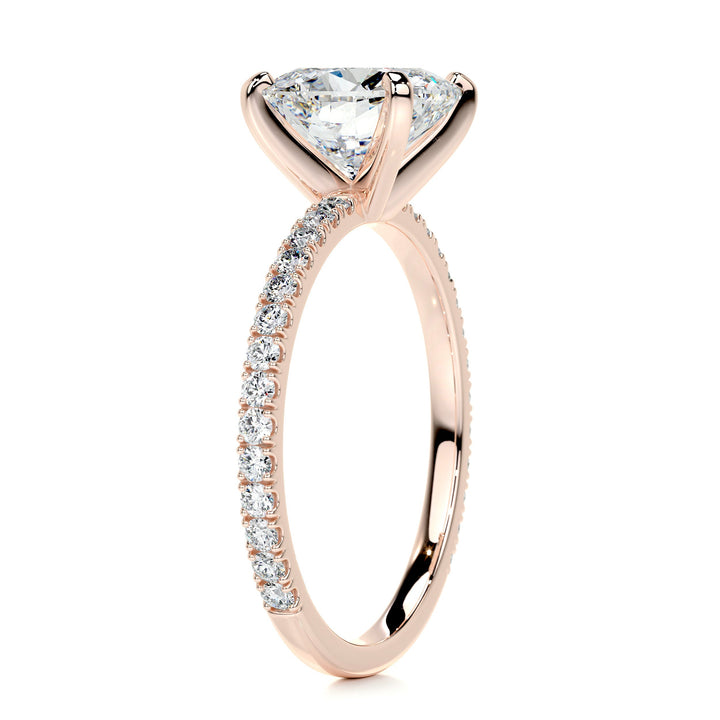 2.50 Carat Cushion Cut Moissanite Pave Engagement Ring In 18K Solid Gold