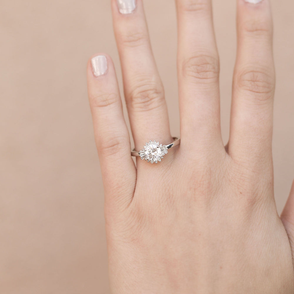 1.05CT Round Moissanite Diamond Cluster Engagement Ring