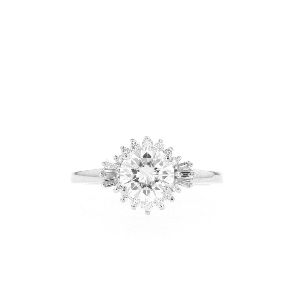 1.05CT Round Moissanite Diamond Cluster Engagement Ring