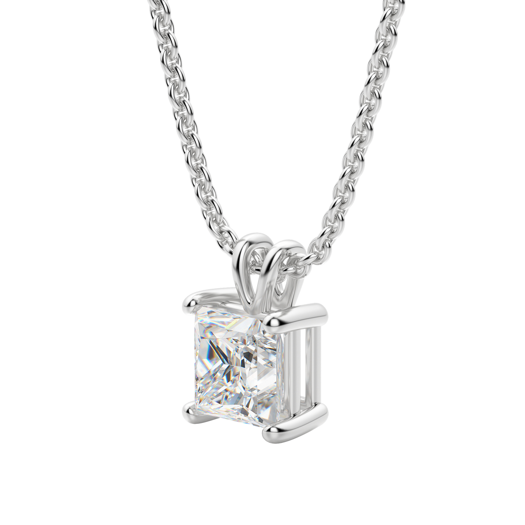 0.25-1.0ct Princess Cut Solitaire Moissanite Diamond Necklace