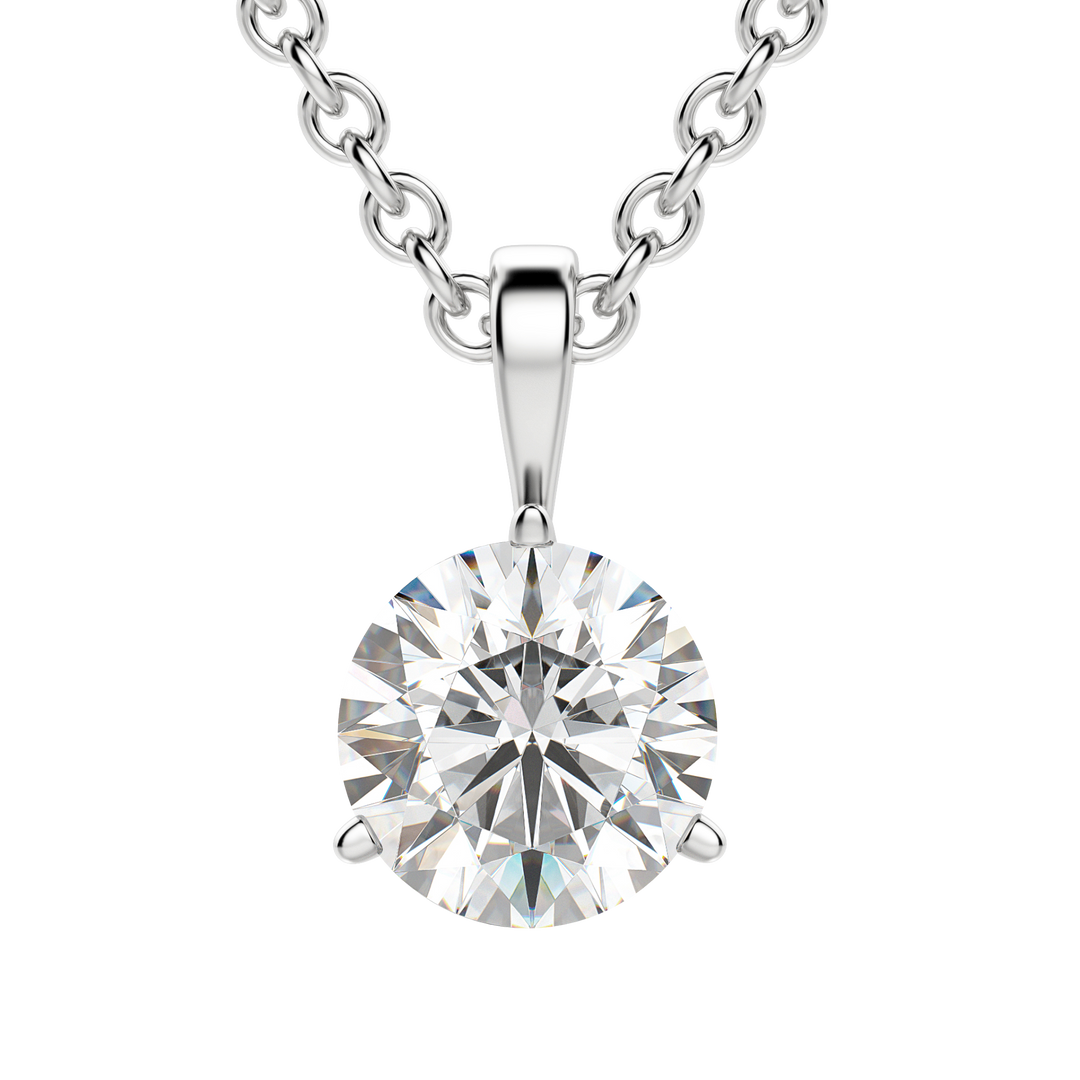 0.25-1.5ct Round Cut Solitaire Moissanite Diamond Necklace