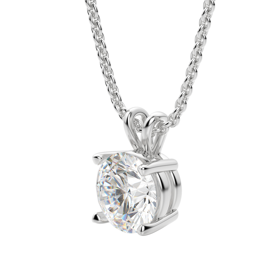 0.25-1.0ct Round Cut Solitaire Moissanite Diamond Necklace