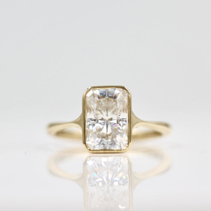 2ct Radiant Cut Solitaire Moissanite Bezel Diamond Engagement Ring