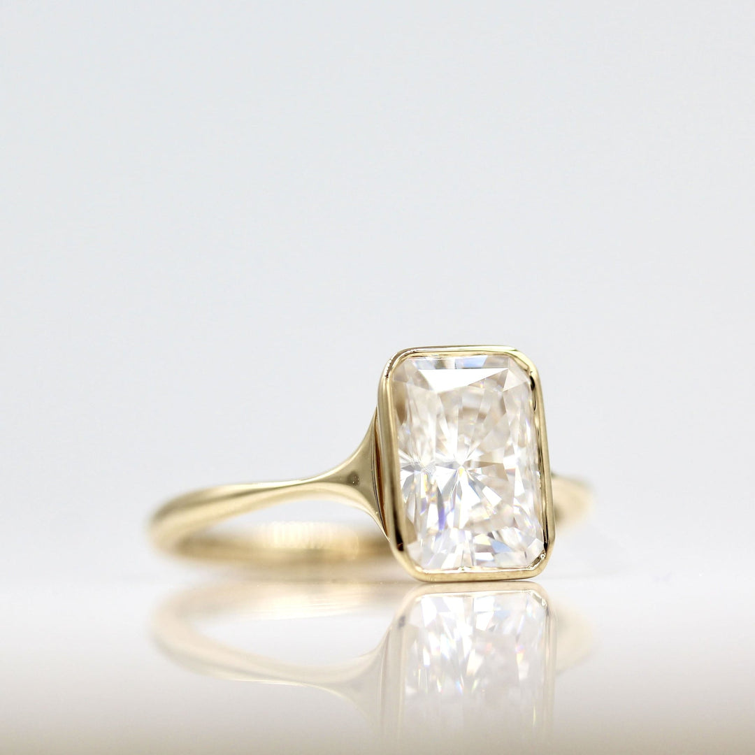 2ct Radiant Cut Solitaire Moissanite Bezel Diamond Engagement Ring