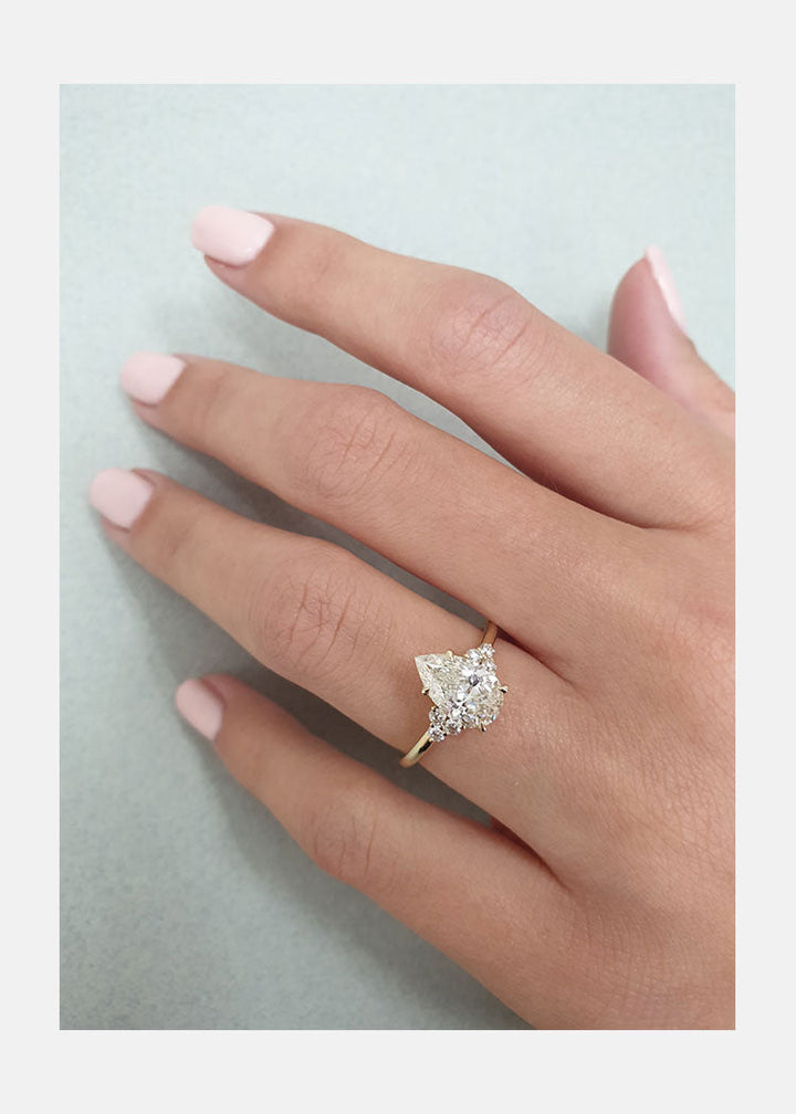 Pear Cut Diamond 14K Yellow Gold Engagement Ring