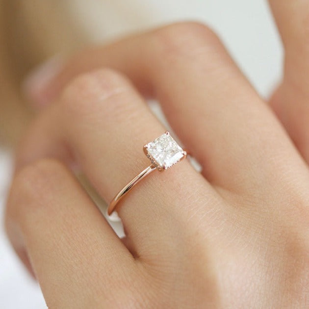 1.02ct Princess Cut Solitaire Moissanite Engagement Ring