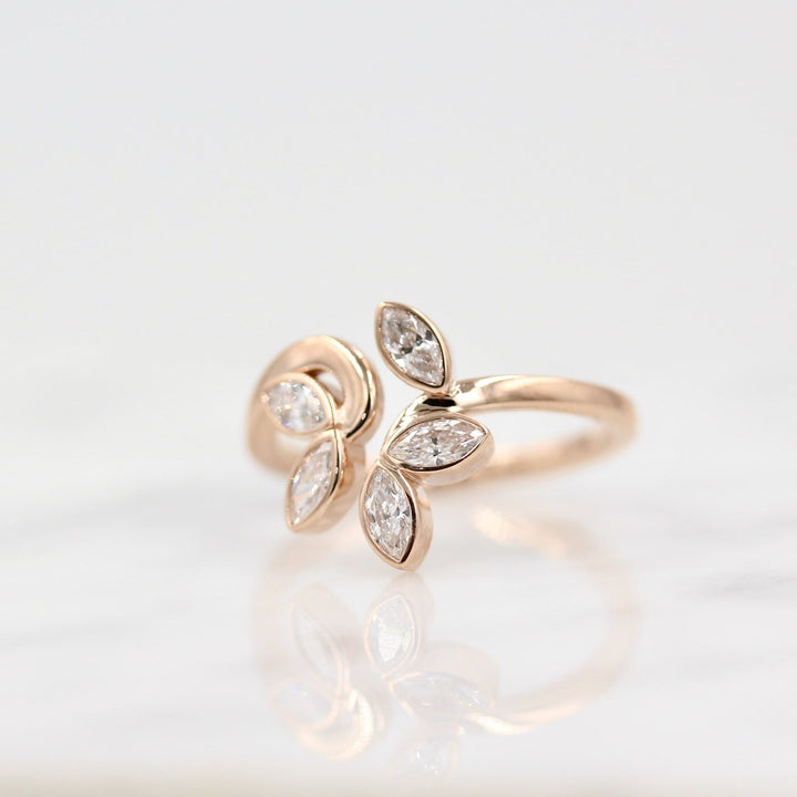 0.60ct Marquise Cut Unique Moissanite Diamond Engagement Ring
