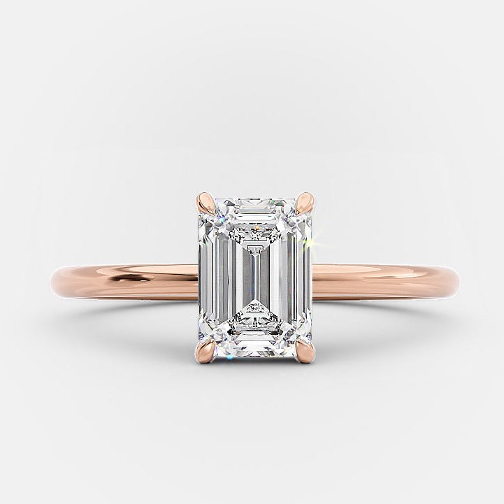 1.0ct Emerald Cut Moissanite Solitaire Diamond Engagement Ring