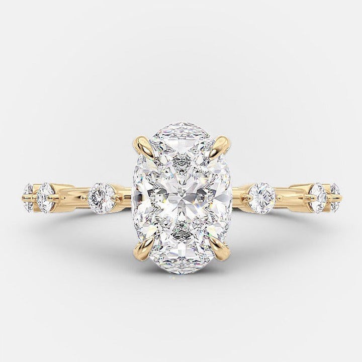 1.50ct-2.50ct Elongated Oval Cut Moissanite Diamond Engagement Ring