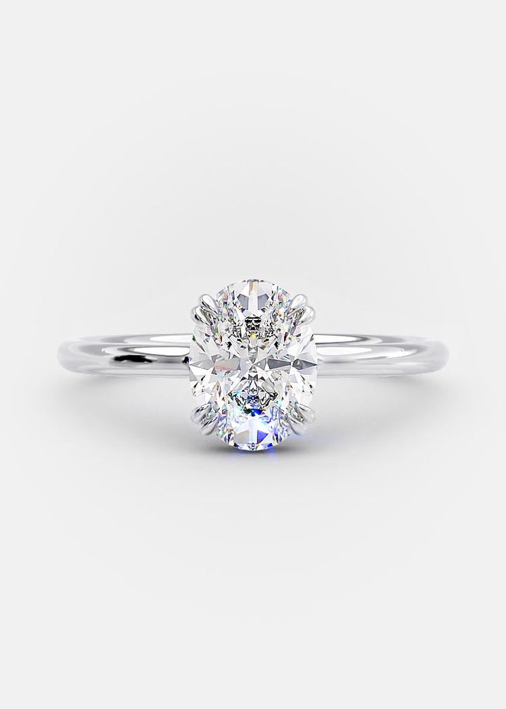 1.0ct Oval Moissanite Solitaire Diamond Engagement Ring