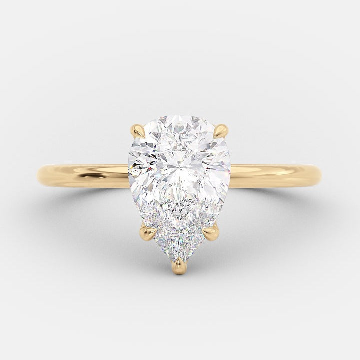 1.31ct Pear Cut Moissanite Solitaire Diamond Engagement Ring