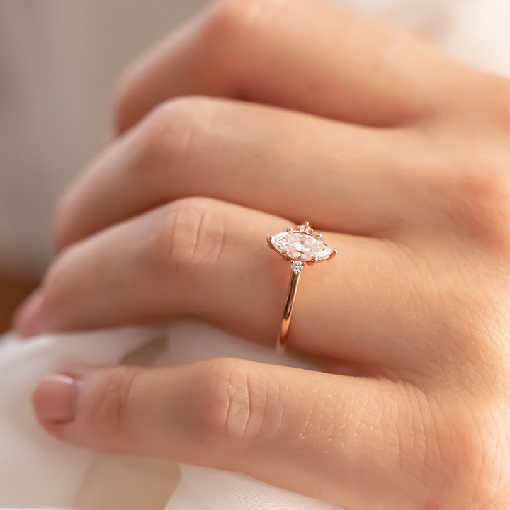 1.62CT Marquise Cut Moissanite Engagement Ring in 14K Rose Gold
