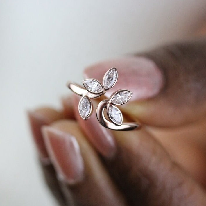 0.60ct Marquise Cut Unique Moissanite Diamond Engagement Ring
