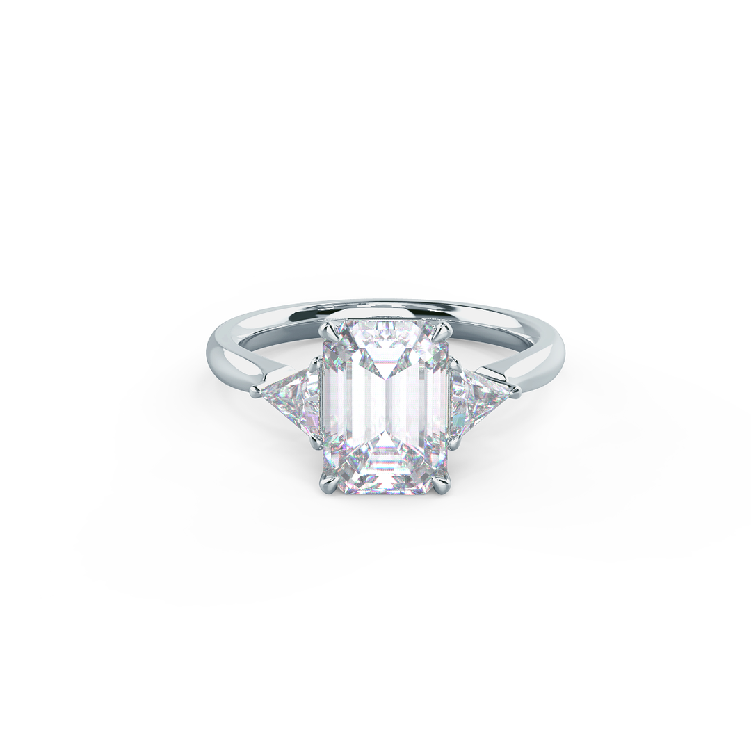 1.5CT Emerald Cut Moissanite Trillion Diamond Engagement Ring
