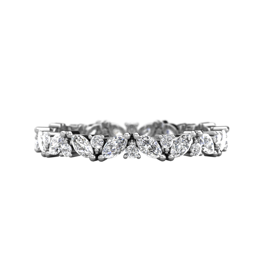 0.95ctw Marquise and Round Cut Half Eternity Wedding Band