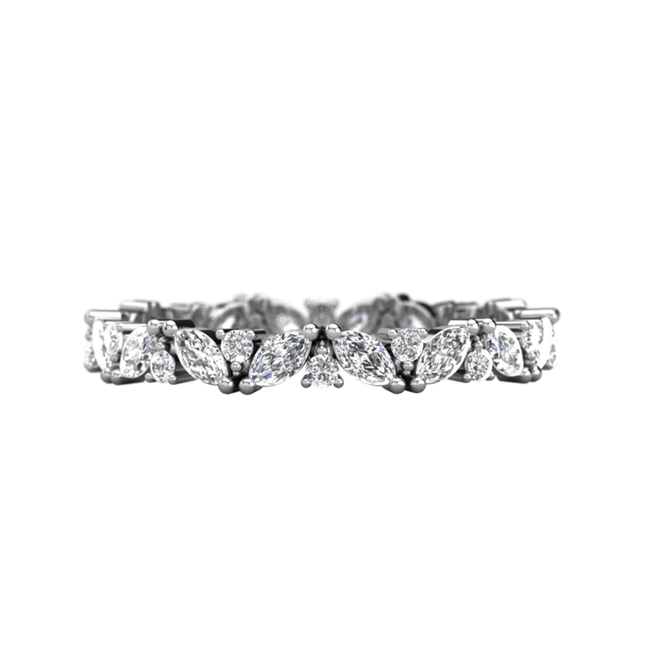 0.95ctw Marquise and Round Cut Half Eternity Wedding Band