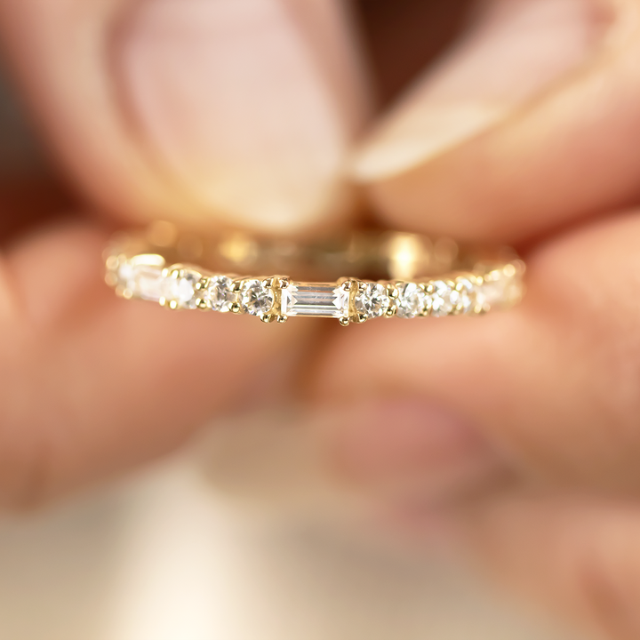 Round and Baguette Cut Full Eternity Wedding Band